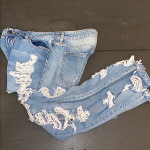 Cello Size 11 Blue Boyfriend Washout Jeans with Distressed Style